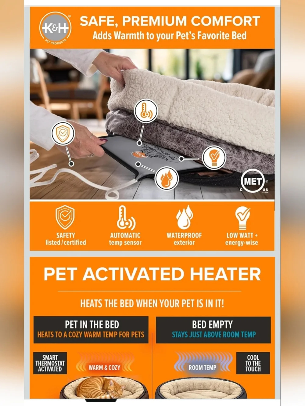 K&H Pet Bed Warmer Pad in Gray with Black Trim Small Size, For Cats & Dogs - Picture 10 of 10